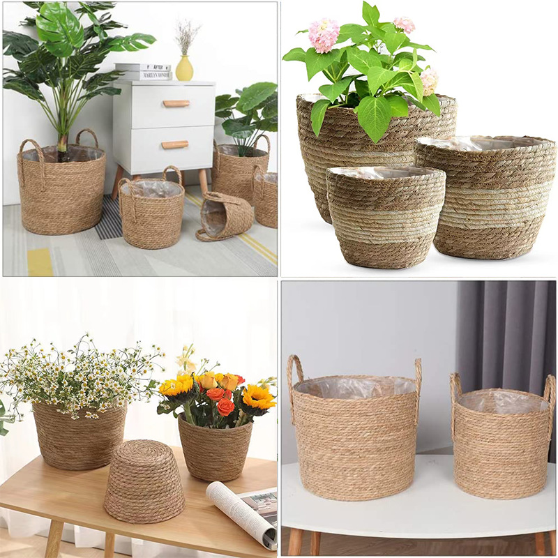 Rattan Tray Handle - 1PC handgeweven plantenbakken met natuurlijk rotan