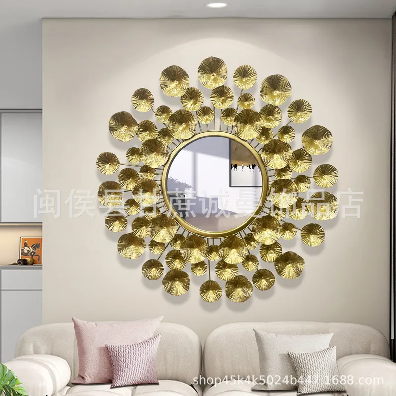 Interior Design Luxury Living Room - Europese stijl gouden metalen wanddecoratiespiegel voor