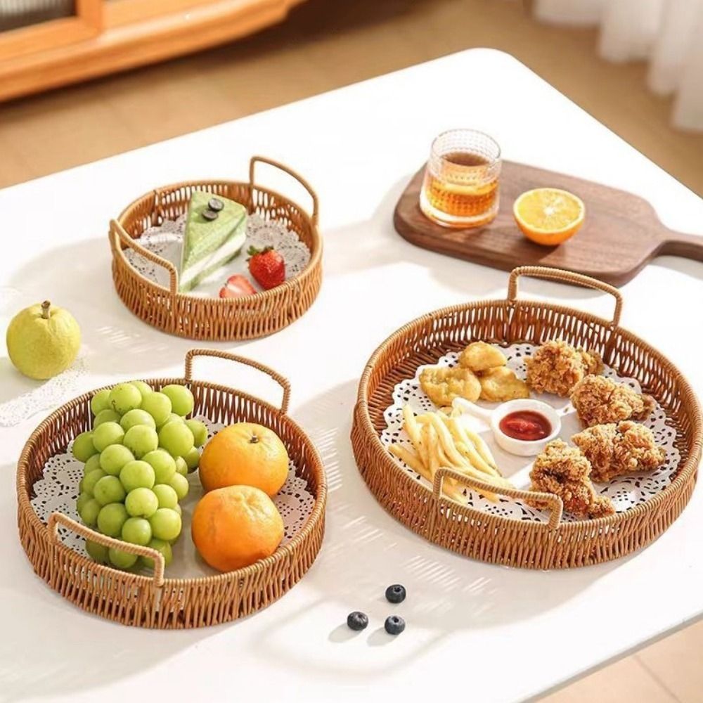 Rattan Tray Handle - Grote capaciteit imitatie rotan opbergmand, plastic