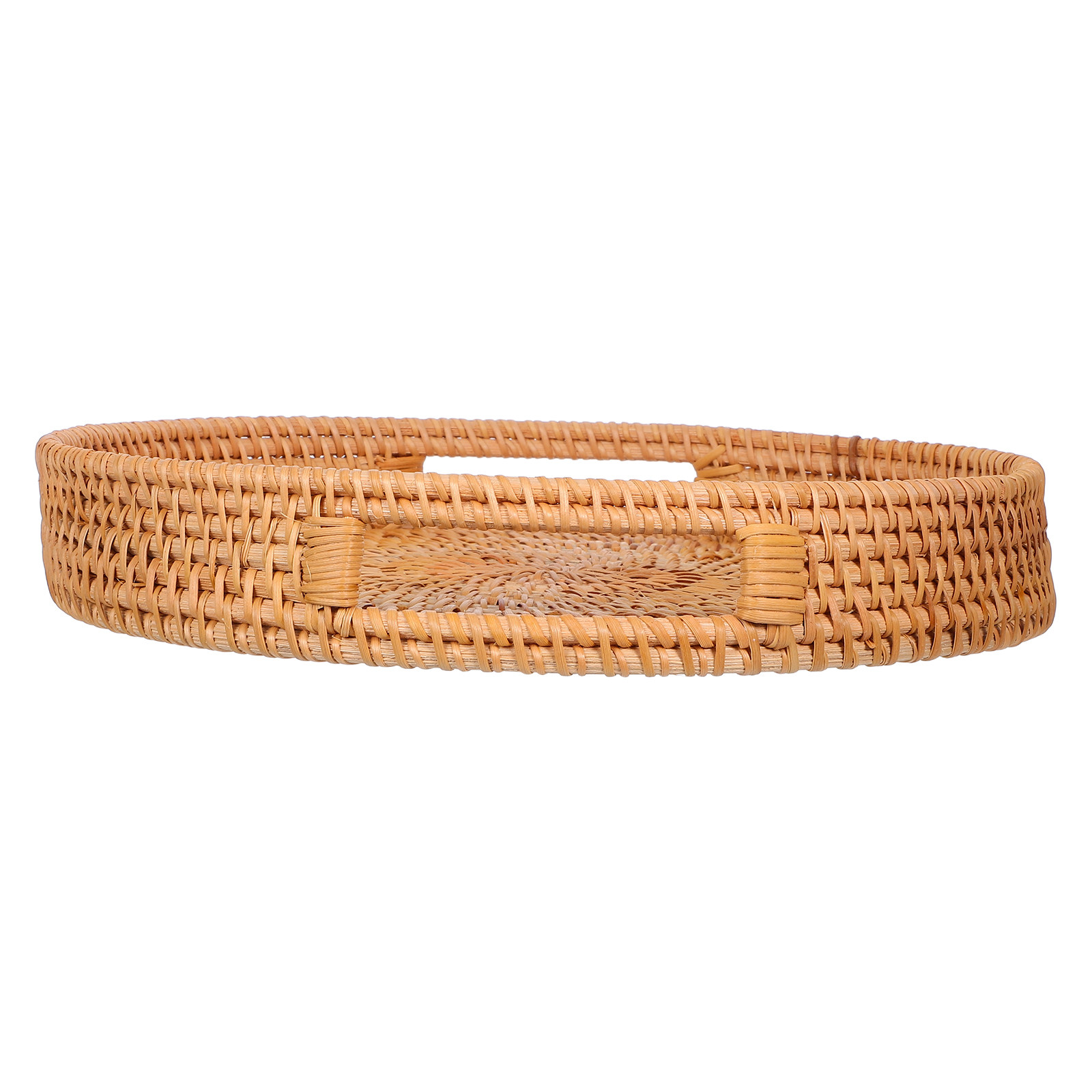 Rattan Tray Handle - 14-inch ronde rotan grote serveerschaal voor