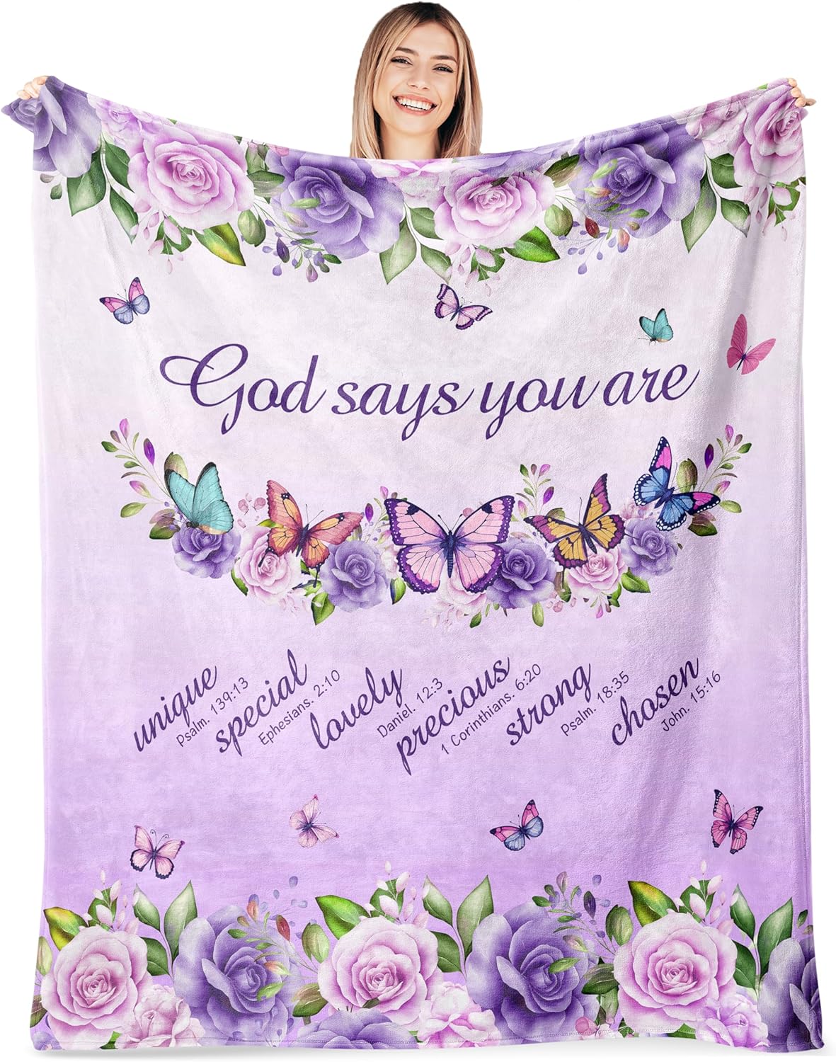 Interior Design Quotes - Paarse rozen vlinders geloof citaat fleece