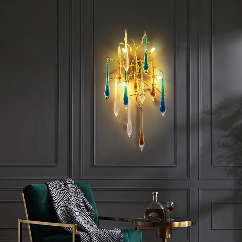 Interior Design Luxury Living Room - Nordic Luxe Kleurrijke Kristallen Plafondlampen Designer
