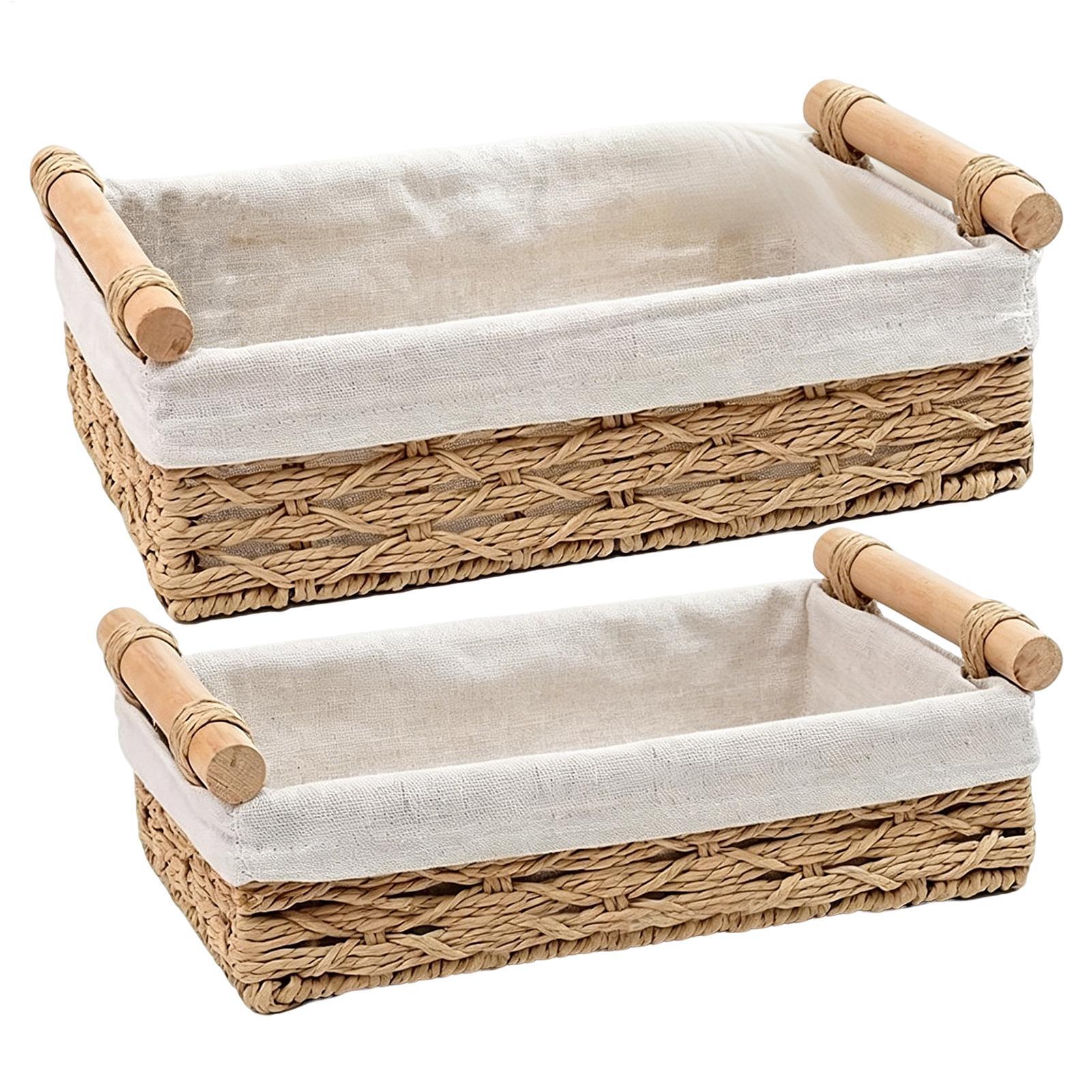 Rattan Tray Handle - Opbergmand met handgrepen en inzetstukken, decoratieve