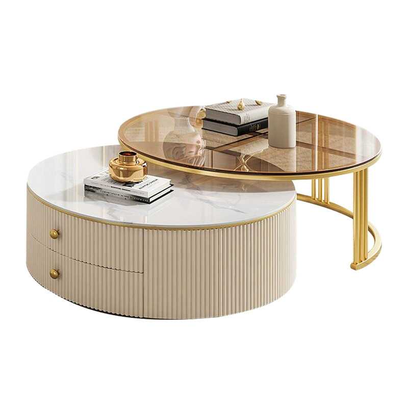 Interior Design Luxury Living Room - Moderne luxe marmeren houten salontafelset voor
