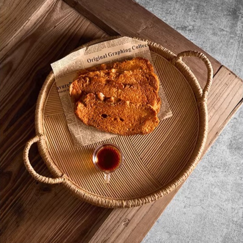 Handgeweven rotan dienblad met - Rattan Tray Handle recensie en prijs