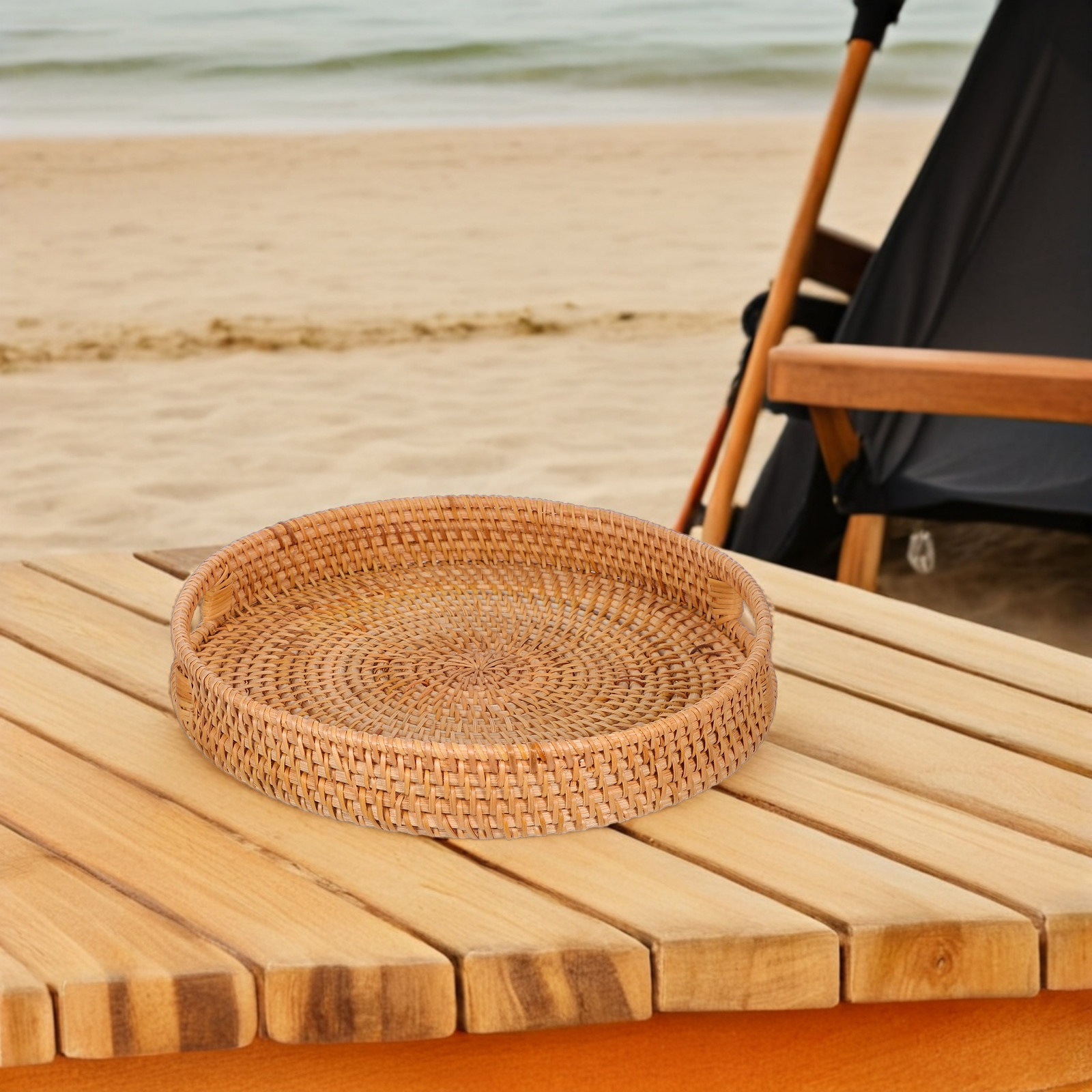 14-inch ronde rotan grote serv - Rattan Tray Handle recensie en prijs