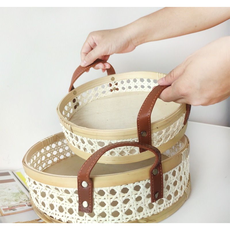 Handgemaakte retro Scandinavis - Rattan Tray Handle recensie en prijs