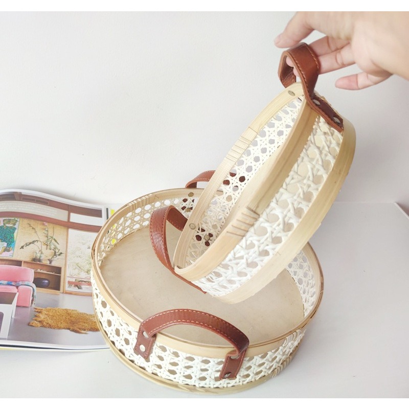Handgemaakte retro Scandinavis - Rattan Tray Handle recensie en prijs