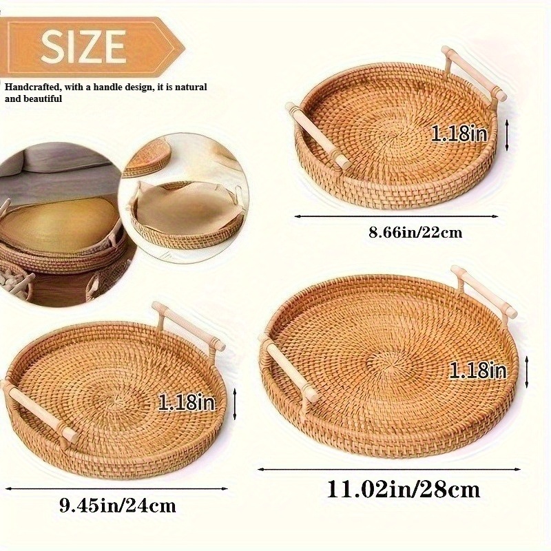 Handgemaakt rotan rond dienbla - Rattan Tray Handle recensie en prijs