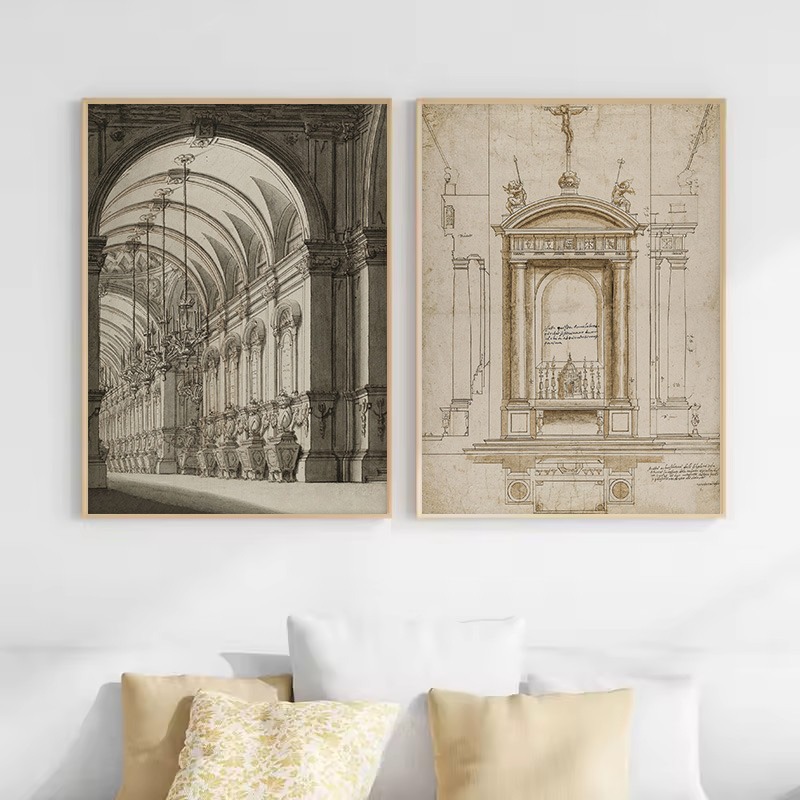 Vintage tekening schets geomet - Interior Design Sketch recensie en prijs
