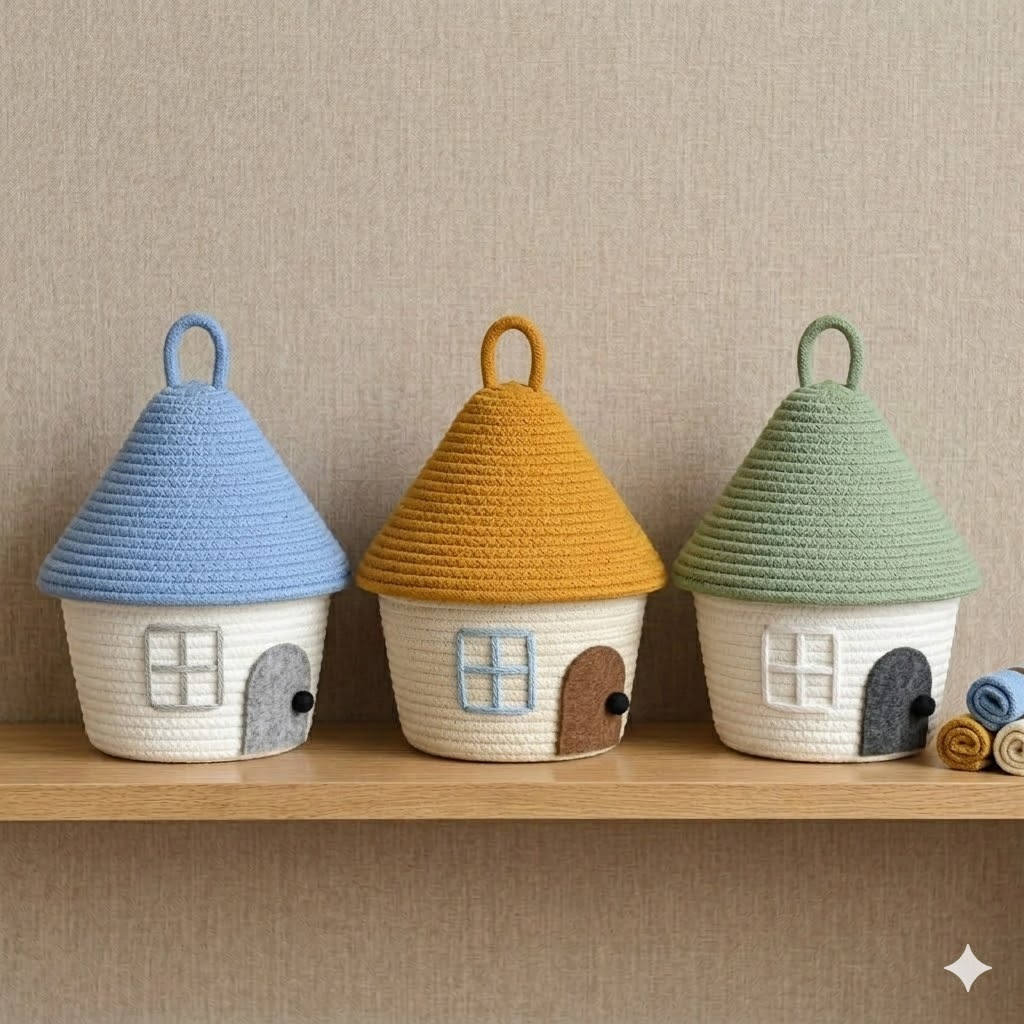 Katoenen touw geweven opbergma - Woven Basket Set recensie en prijs