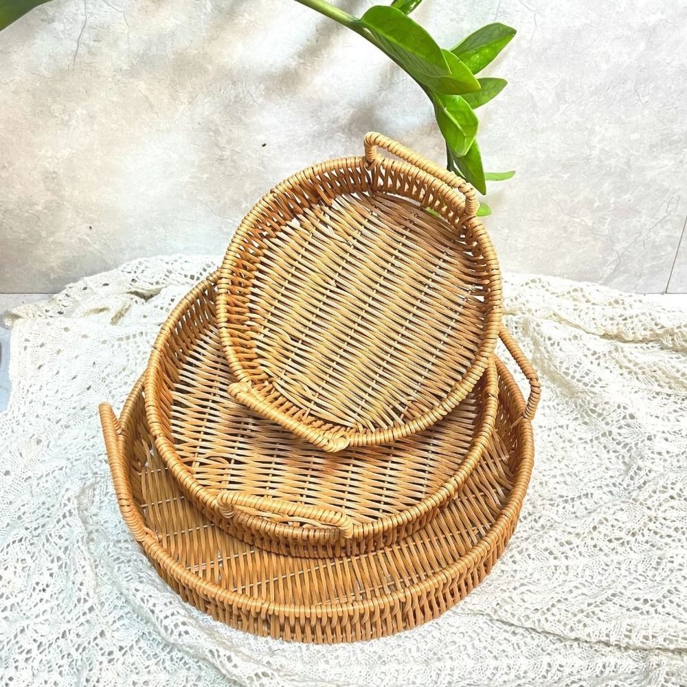 Imitatie rotan opbergmand met  - Rattan Tray Handle recensie en prijs