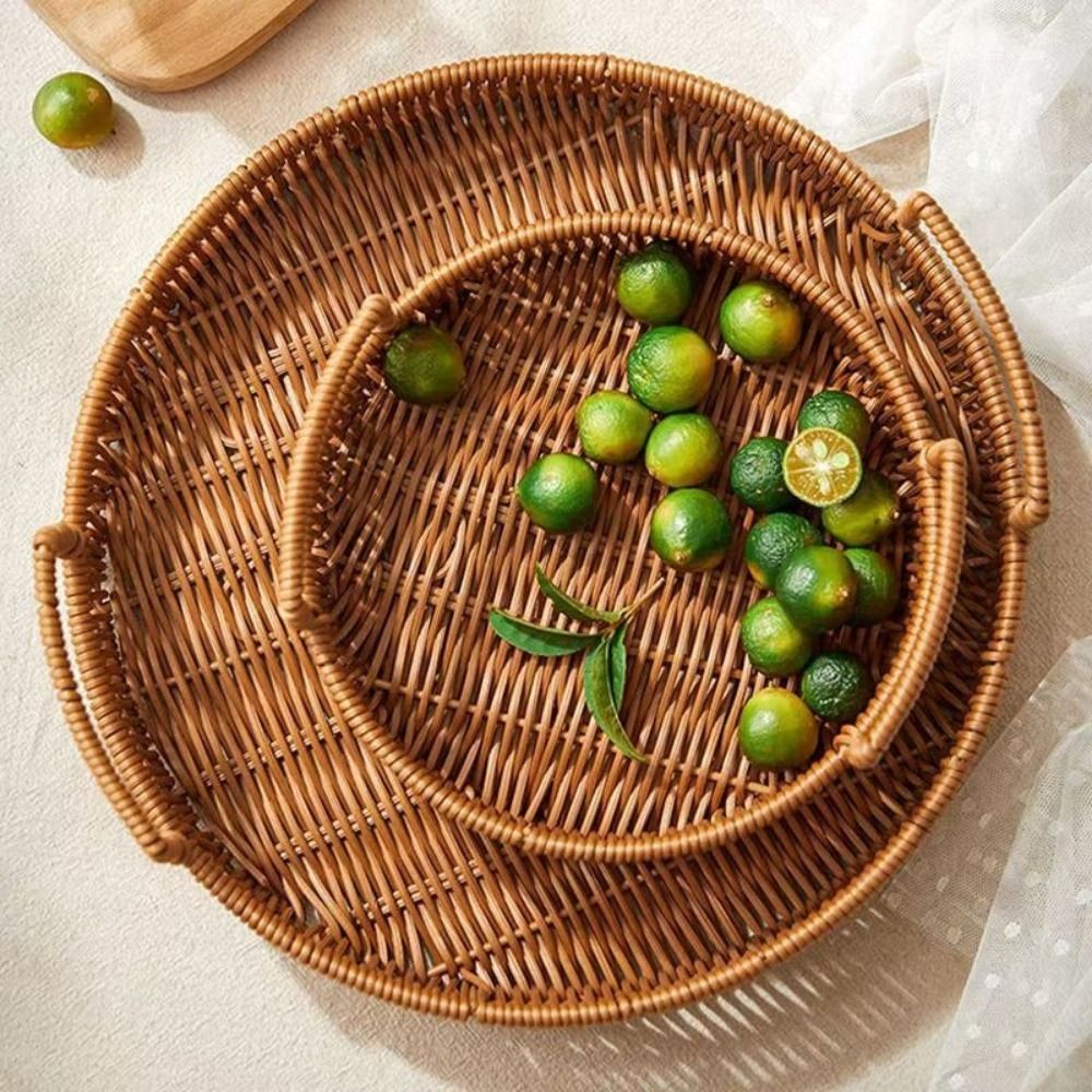 Imitatie rotan opbergmand met  - Rattan Tray Handle recensie en prijs